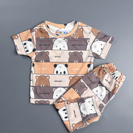 ست تیشرت و شلوار طرح خرس های کله فندقی