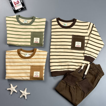 ست بلوز و شلوارکتان پسرانه راه راه بن صالح