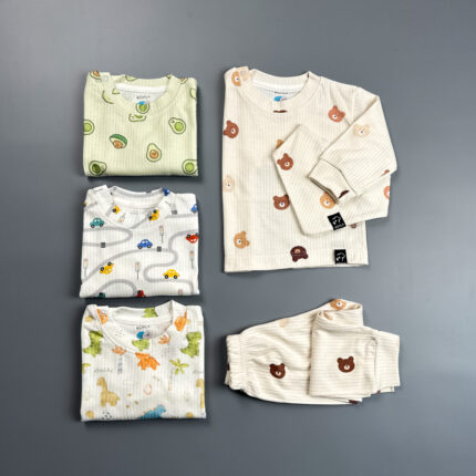 ست 3 تیکه بلوز و شلوار نوزادی نخ پنبه کوالا