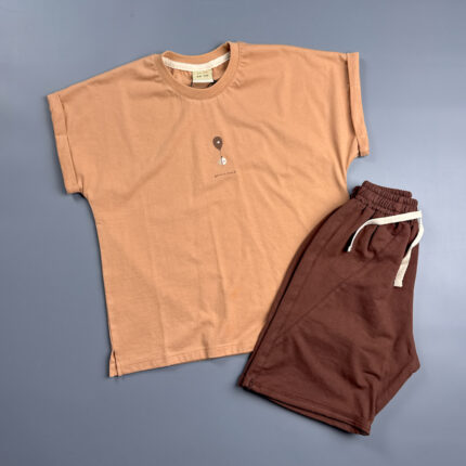 ست تیشرت و شلوارک نخ پنبه برند هورس طرح ماهی