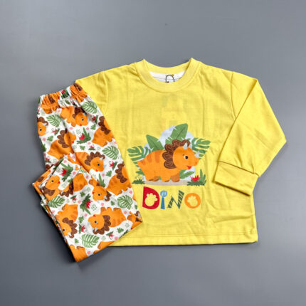 ست بلوز و شلوار خانگی لیموتین داینو زرد