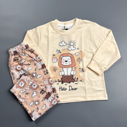 ست بلوز و شلوار خانگی لیموتین شیر شاد