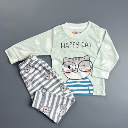 ست بلوز و شلوار خانگی لیموتین طرح گربه مهندس