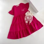 سارافون دخترانه طرح پاپیون سرخ‌آبی یل کیدز(مناسب 3تا 8سال)